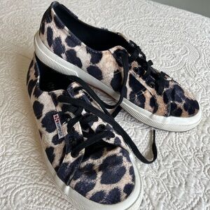 Superga Leopard Pattern Sneakers with Black Accents